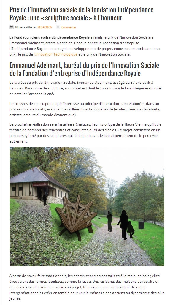 Prix de l’Innovation de la fondation Indépendance Royale : une « sculpture sociale » à l’honneur
