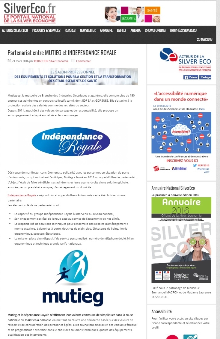 Silveréco.fr : partenariat entre Mutieg et Indépendance Royale