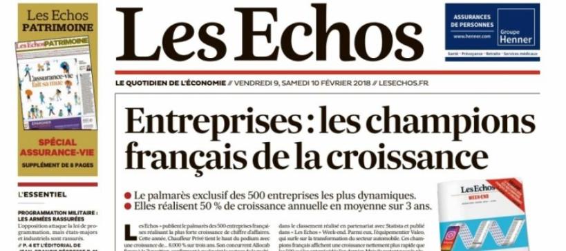 Indépendance Royale dans le Palmarès Les Echos « Champions de la Croissance 2018 »