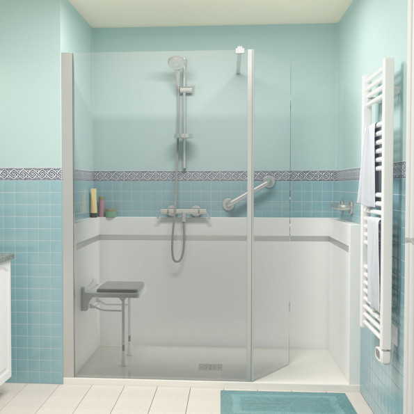 Douche à l'italienne sécurisée pour senior 